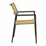 Πολυθρόνα Castal pakoworld στοιβαζόμενη μέταλλο σε μαύρο -pe σχοινί σε φυσική απόχρωση 53x59x84εκ