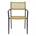 Πολυθρόνα Castal pakoworld στοιβαζόμενη μέταλλο σε μαύρο -pe σχοινί σε φυσική απόχρωση 53x59x84εκ