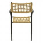 Πολυθρόνα Castal pakoworld στοιβαζόμενη μέταλλο σε μαύρο -pe σχοινί σε φυσική απόχρωση 53x59x84εκ