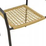 Πολυθρόνα Castal pakoworld στοιβαζόμενη μέταλλο σε μαύρο -pe σχοινί σε φυσική απόχρωση 53x59x84εκ