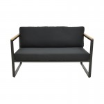 Καναπές διθέσιος Aurelio pakoworld μαύρο μέταλλο με μαύρα μαξιλάρια 130x74x63εκ