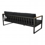 Καναπές τριθέσιος Aurelio pakoworld μαύρο μέταλλο με μαύρα μαξιλάρια 192x74x63εκ