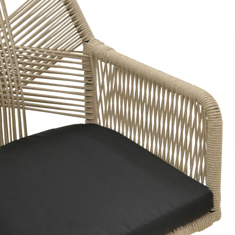 Πολυθρόνα Andros pakoworld αλουμίνιο σε μαύρη- pe σχοινί μπεζ 57x61x84,5εκ