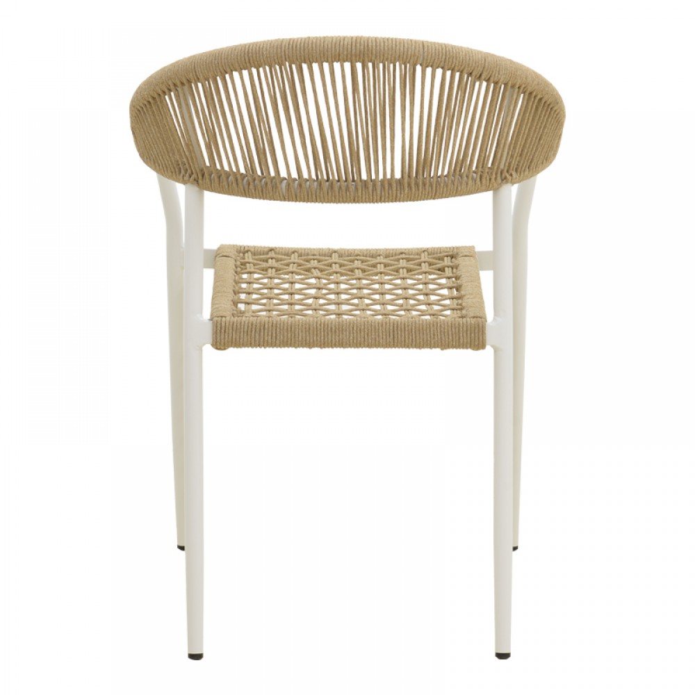 Πολυθρόνα Ammos pakoworld στοιβαζόμενη αλουμίνιο σε λευκή- pe σχοινί σε φυσική απόχρωση 56x61.5x82εκ