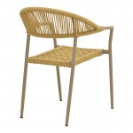 Πολυθρόνα Ammos pakoworld στοιβαζόμενη αλουμίνιο μόκα-pe σχοινί σε φυσική απόχρωση 56x61,5x82εκ