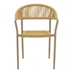 Πολυθρόνα Ammos pakoworld στοιβαζόμενη αλουμίνιο μόκα-pe σχοινί σε φυσική απόχρωση 56x61,5x82εκ