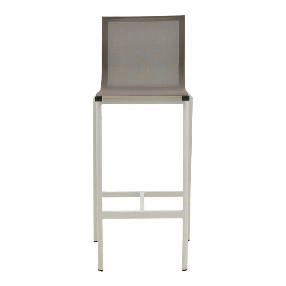 Σκαμπό μπαρ Melina pakoworld στοιβαζόμενη αλουμίνιο σε λευκή- textline σε γκρι απόχρωση 57x52,5x106,5εκ