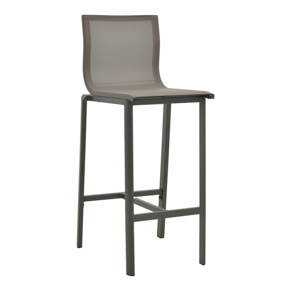 Σκαμπό μπαρ Melina pakoworld στοιβαζόμενη αλουμίνιο σε ανθρακί- textline σε γκρι απόχρωση 57x52,5x106,5εκ