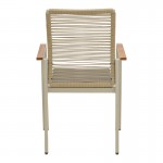 Πολυθρόνα Aegean pakoworld στοιβαζόμενη -teak- αλουμίνιο και μόκα textline με pe σχοινί μπεζ 56,5x58x91εκ