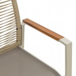 Πολυθρόνα Aegean pakoworld στοιβαζόμενη -teak- αλουμίνιο και μόκα textline με pe σχοινί μπεζ 56,5x58x91εκ