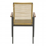 Πολυθρόνα Aegean pakoworld στοιβαζόμενη teak-pe σχοινί σε φυσική - αλουμίνιο κ textline σε ανθρακί απόχρωση 56.5x58x91εκ