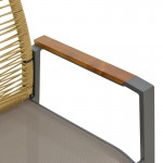 Πολυθρόνα Aegean pakoworld στοιβαζόμενη teak-pe σχοινί σε φυσική - αλουμίνιο κ textline σε ανθρακί απόχρωση 56.5x58x91εκ