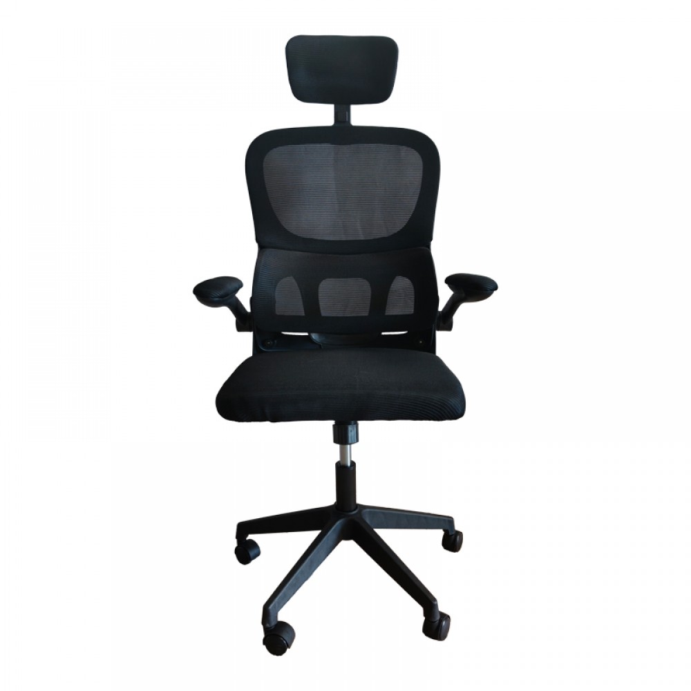 Καρέκλα γραφείου Recko pakoworld ύφασμα mesh σε μαύρη απόχρωση 56x62x116-125εκ