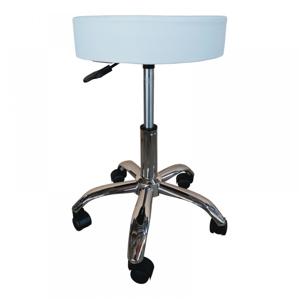 Σκαμπό γραφείου-εργασίας τροχήλατο Tebere pakoworld pu σε λευκή απόχρωση 35x35x45-57εκ