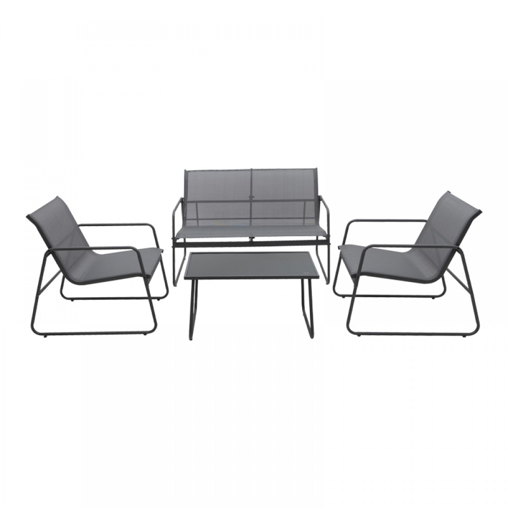 Σαλόνι εξωτερικού χώρου Veranda textilene-μέταλλο σε ανθρακί απόχρωση