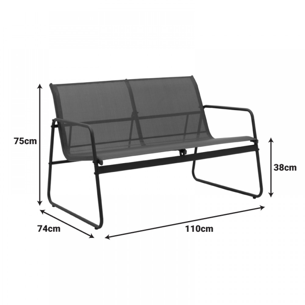 Σαλόνι εξωτερικού χώρου Veranda textilene-μέταλλο σε ανθρακί απόχρωση