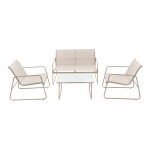 Σαλόνι εξωτερικού χώρου Veranda textilene-μέταλλο σε cappuccino απόχρωση