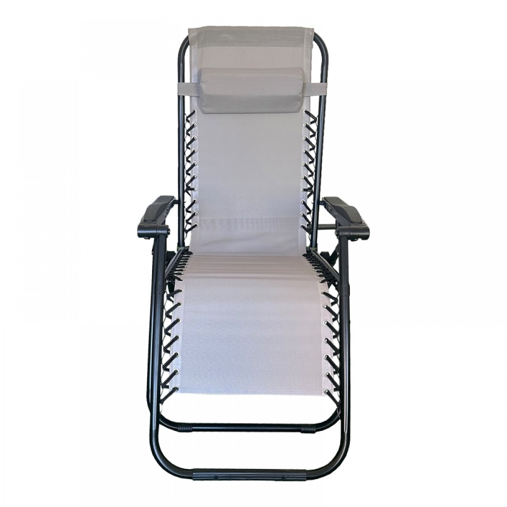Πολυθρόνα relax πτυσσόμενη Mirka pakoworld γκρι textilene με μαύρο μέταλλο 65x165x110εκ