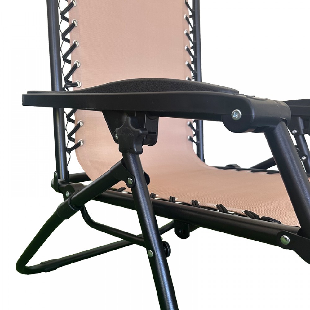 Πολυθρόνα relax πτυσσόμενη Mirka pakoworld μόκα textilene με μαύρο μέταλλο 65x165x110εκ