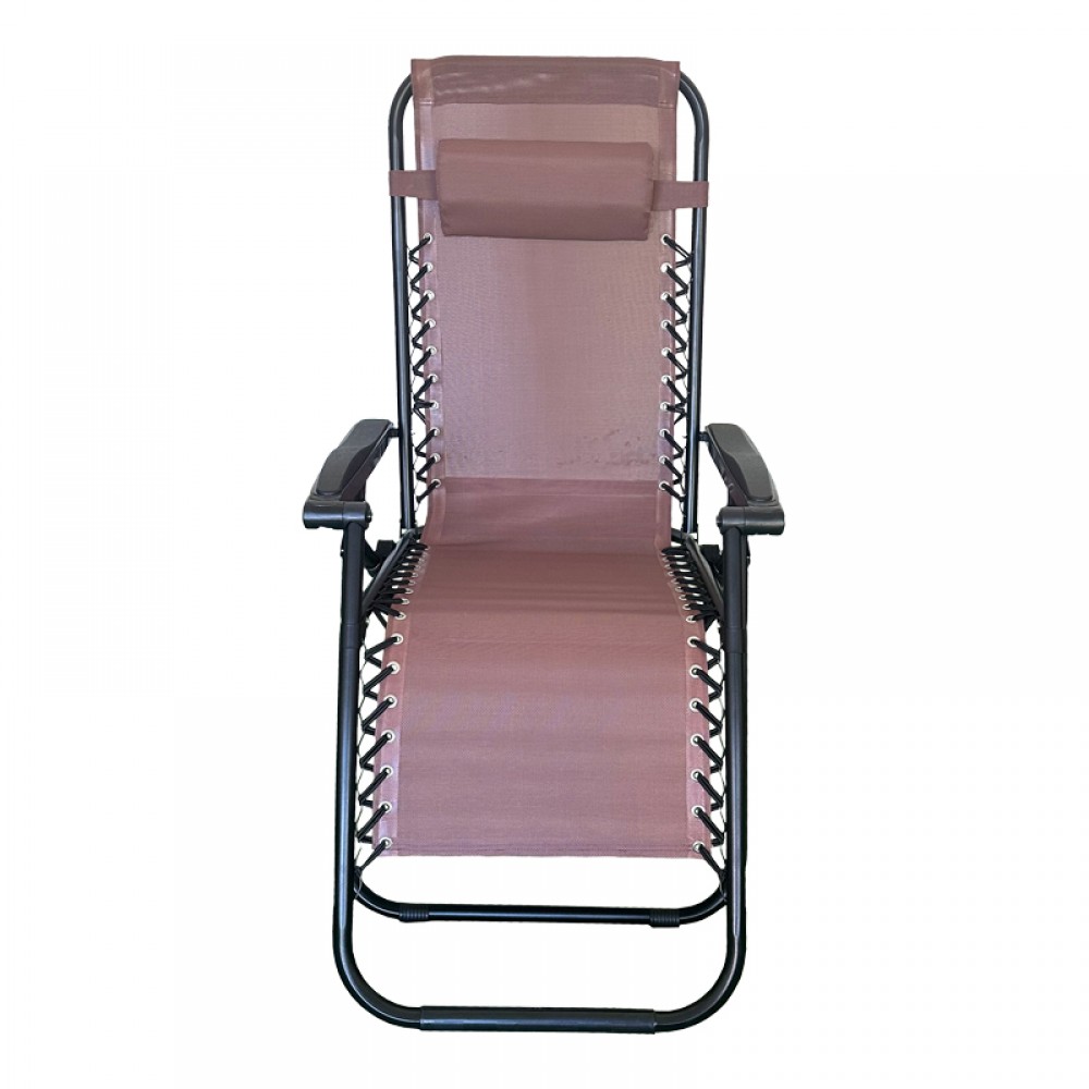 Πολυθρόνα relax πτυσσόμενη Mirka pakoworld textilene-μέταλλο σε καφέ-μαύρη απόχρωση 65x165x110εκ