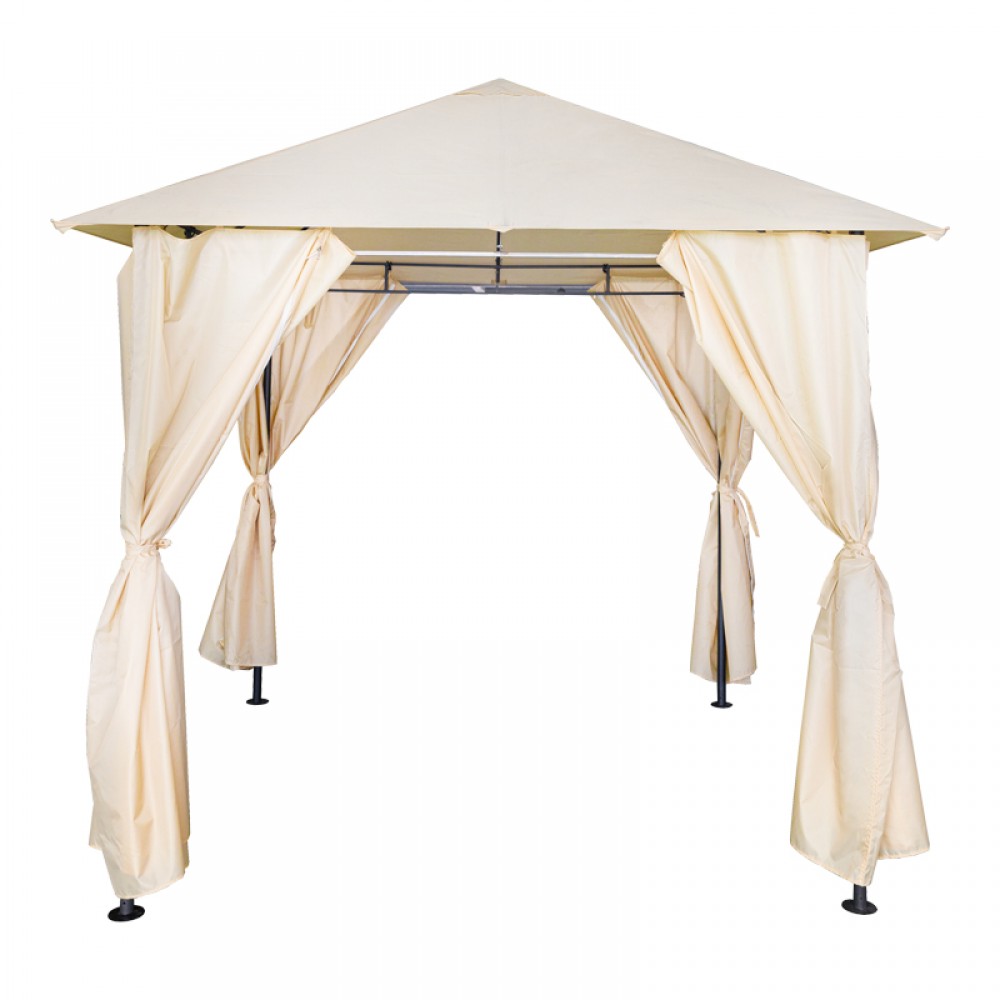 Κιόσκι Apex pakoworld σκελετός μαύρο μέταλλο-ύφασμα σε μπεζ απόχρωση 2.5x2.5 m