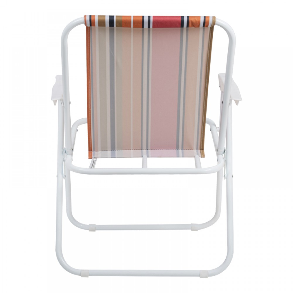 Καρεκλάκι παραλίας-camping Jette pakoworld ροζ ριγέ-λευκό μέταλλο 53x56x73εκ