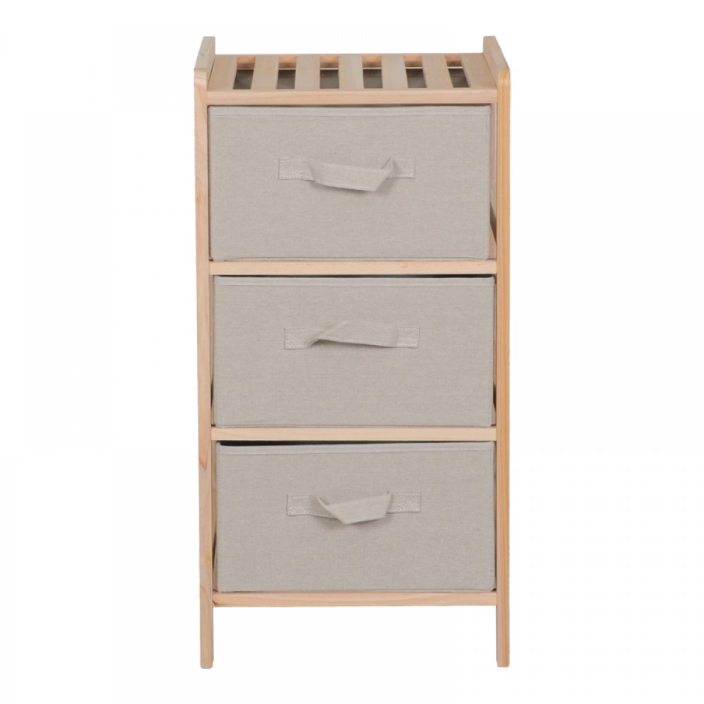 Συρταριέρα Wolen pakoworld ξύλο ελάτου-ύφασμα σε φυσική-μπεζ απόχρωση 34.5x36.5x67εκ