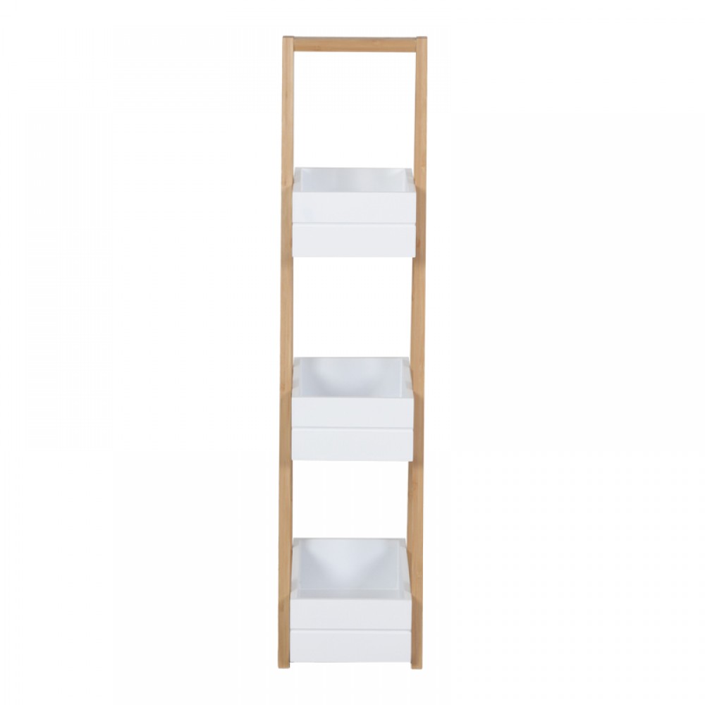 Ραφιέρα δαπέδου Tercy pakoworld μπαμπού σε λευκή-φυσική απόχρωση 30x18x80εκ