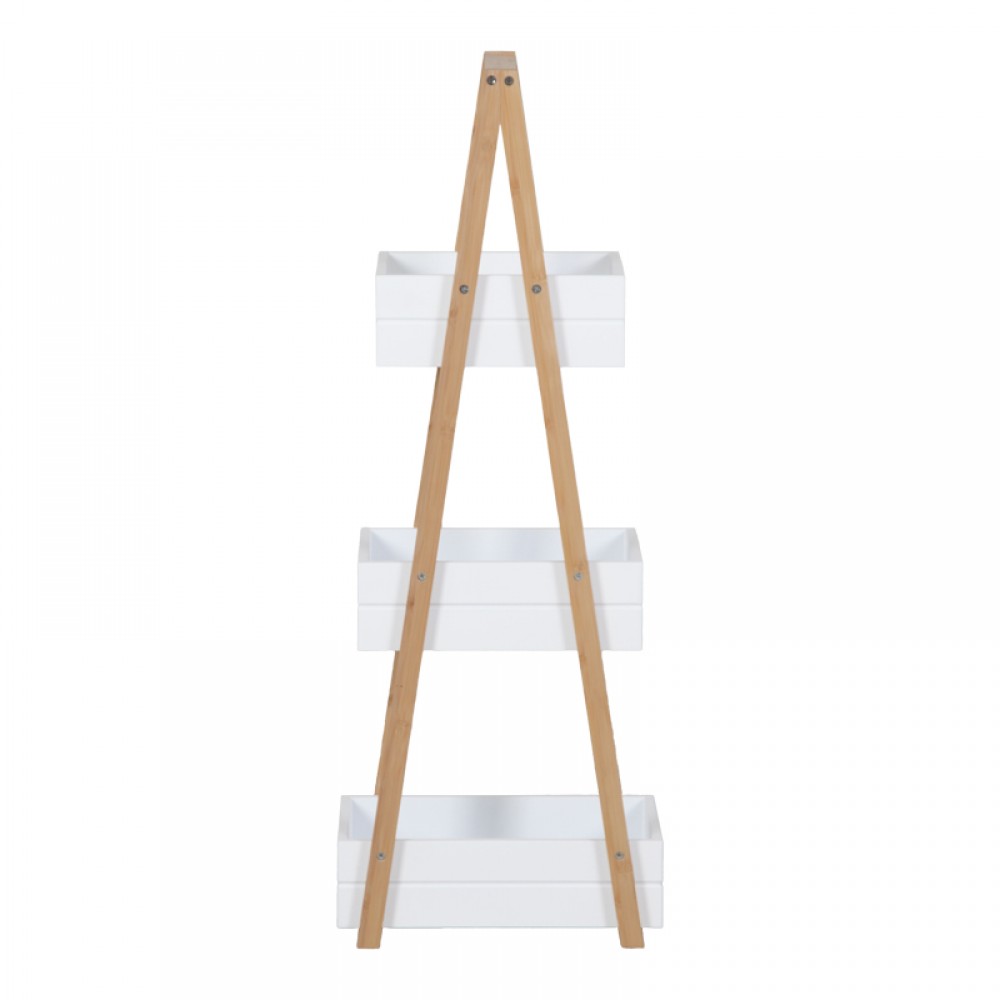 Ραφιέρα δαπέδου Tercy pakoworld μπαμπού σε λευκή-φυσική απόχρωση 30x18x80εκ