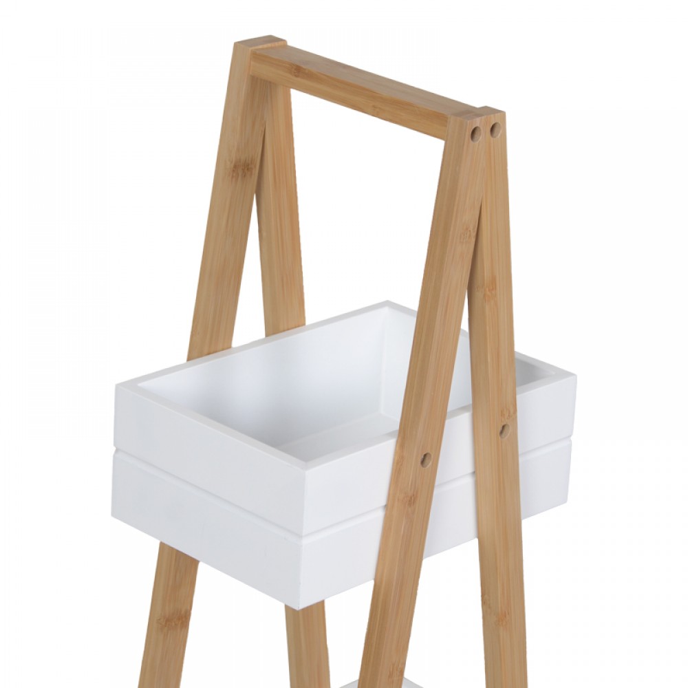 Ραφιέρα δαπέδου Tercy pakoworld μπαμπού σε λευκή-φυσική απόχρωση 30x18x80εκ