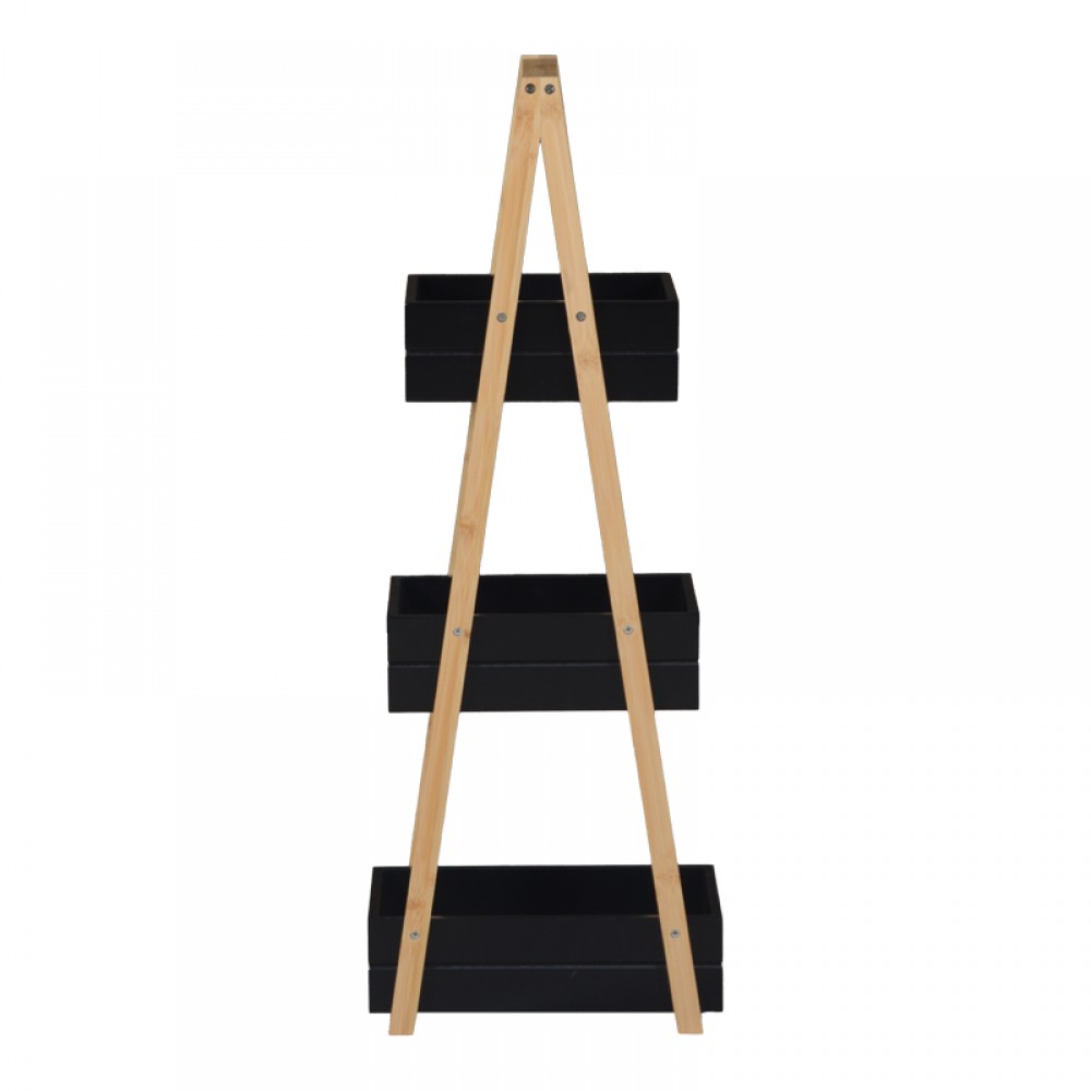 Ραφιέρα δαπέδου Tercy pakoworld μπαμπού σε μαύρη-φυσική απόχρωση 30x18x80εκ