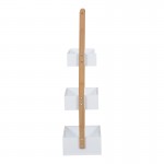 Ραφιέρα δαπέδου Arvy pakoworld μπαμπού σε λευκή-φυσική απόχρωση 32x20x75.5εκ