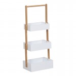 Ραφιέρα δαπέδου Arvy pakoworld μπαμπού σε λευκή-φυσική απόχρωση 32x20x75.5εκ