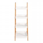 Ραφιέρα δαπέδου Leby pakoworld μπαμπού-mdf σε λευκή-φυσική απόχρωση 35x34x98εκ