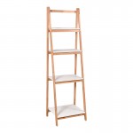 Ραφιέρα δαπέδου Benwen pakoworld πτυσσόμενη rubberwood-mdf σε λευκή-φυσική απόχρωση 42x34.5x140εκ