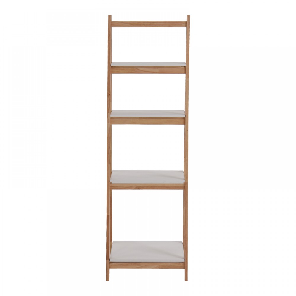 Ραφιέρα δαπέδου Benwen pakoworld πτυσσόμενη rubberwood-mdf σε λευκή-φυσική απόχρωση 42x34.5x140εκ