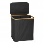 Καλάθι απλύτων Lodge pakoworld μπαμπού-ύφασμα σε γκρι απόχρωση 54x33x60εκ