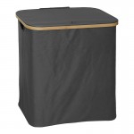 Καλάθι απλύτων Lodge pakoworld μπαμπού-ύφασμα σε γκρι απόχρωση 54x33x60εκ