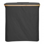 Καλάθι απλύτων Lodge pakoworld μπαμπού-ύφασμα σε γκρι απόχρωση 54x33x60εκ