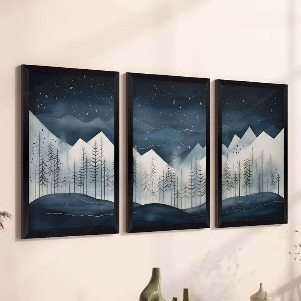 Πίνακας Wavy pakoworld τρίπτυχος με ψηφιακή εκτύπωση και πλαίσιο 33x0.3x48εκ