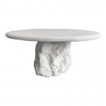 Τραπέζι σαλονιού Zinol pakoworld mdf-polyresin λευκό Φ80x36εκ