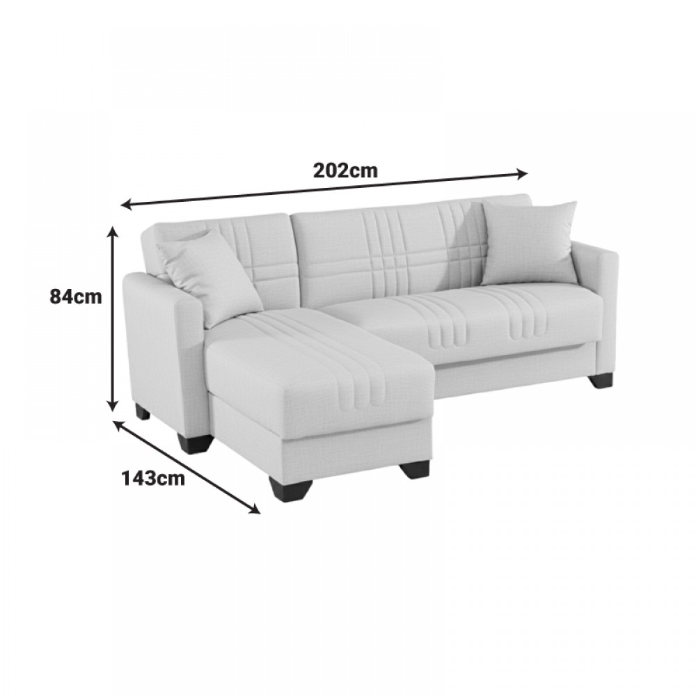 Γωνιακός καναπές-κρεβάτι αναστρέψιμος Stashio pakoworld ύφασμα καφε 202x143x84εκ