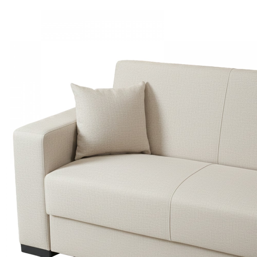 Γωνιακός καναπές-κρεβάτι αναστρέψιμος Dumma pakoworld ύφασμα κρεμ 226x148x86εκ