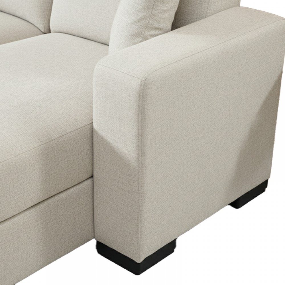 Γωνιακός καναπές-κρεβάτι αναστρέψιμος Dumma pakoworld ύφασμα κρεμ 226x148x86εκ