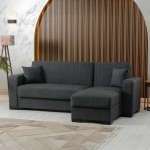 Γωνιακός καναπές-κρεβάτι αναστρέψιμος Dumma pakoworld ύφασμα ανθρακί 226x148x86εκ