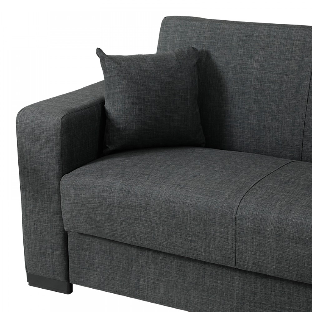 Γωνιακός καναπές-κρεβάτι αναστρέψιμος Dumma pakoworld ύφασμα ανθρακί 226x148x86εκ