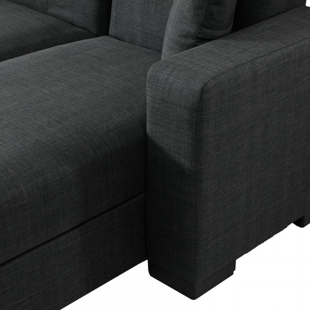 Γωνιακός καναπές-κρεβάτι αναστρέψιμος Dumma pakoworld ύφασμα ανθρακί 226x148x86εκ