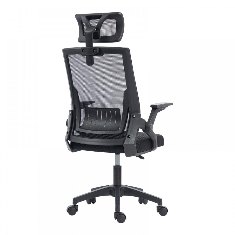 Καρέκλα γραφείου Plymot pakoworld mesh χρώμα μαύρο 48x58x112-122εκ