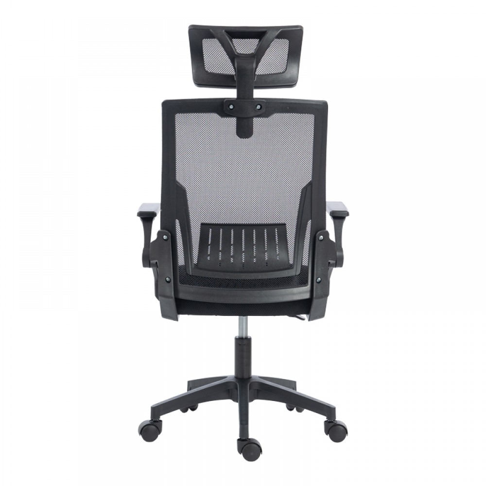 Καρέκλα γραφείου Plymot pakoworld mesh χρώμα μαύρο 48x58x112-122εκ