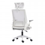 Καρέκλα γραφείου Plymot pakoworld λευκή - mesh γκρι 48x58x112-122εκ